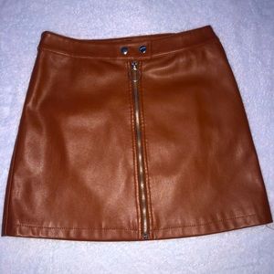 Brown Leather Skirt (Size: M)